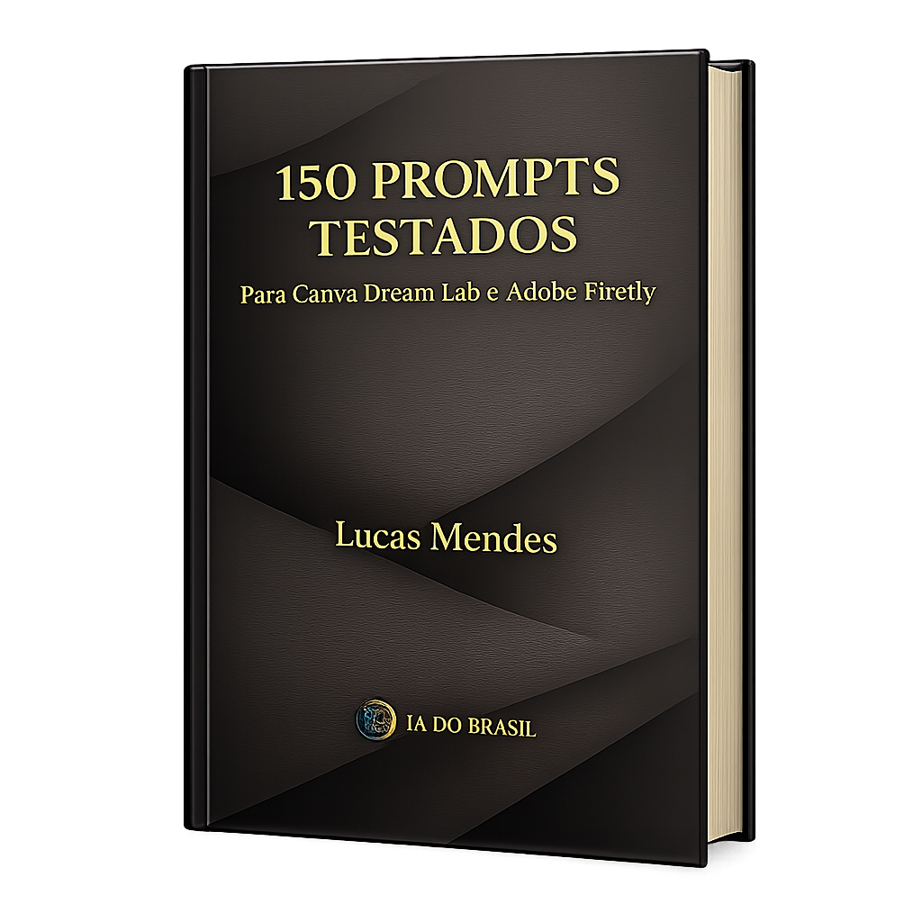 Capa do ebook 150 Prompts Testados para Canva Dream Lab e Adobe Firefly, por Lucas Mendes - IA do Brasil
