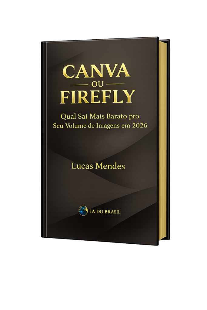 Capa do guia gratuito Canva ou Adobe Firefly em 2026, comparativo de custo por volume de imagens, por Lucas Mendes - IA do Brasil