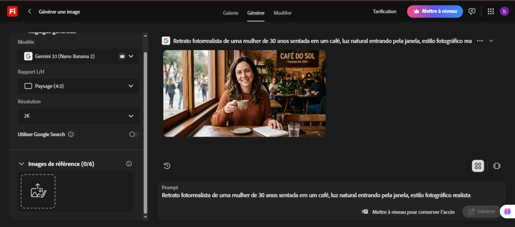 Painel do Adobe Firefly mostrando a alocação mensal de créditos disponível no plano gratuito