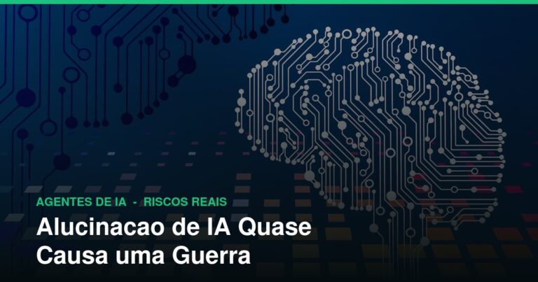 Circuito eletronico com ilustracao de cerebro digital representando alucinacao de inteligencia artificial em decisoes criticas