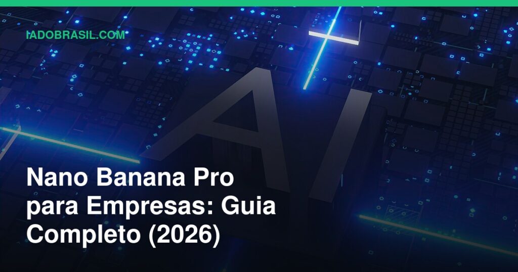 Ilustração conceitual de inteligência artificial com circuitos digitais representando o Nano Banana Pro, ferramenta de geração de imagens do Google
